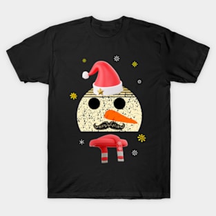 Vintage Retro Funny Snowman With Mustache And Carrot T-Shirt